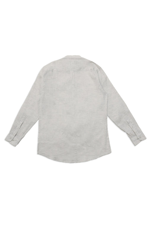 CROWN ELEGANT BAND NECK SHIRT-GREY