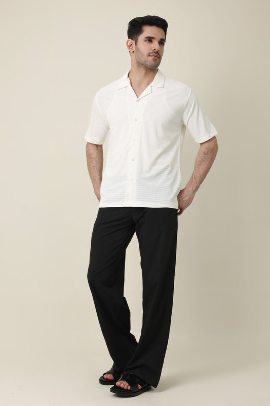 WAFFLE WEAVE SHIRT-OFFWHT