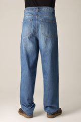 RELAXED FIT WASHED JEANS-MID/BLUE