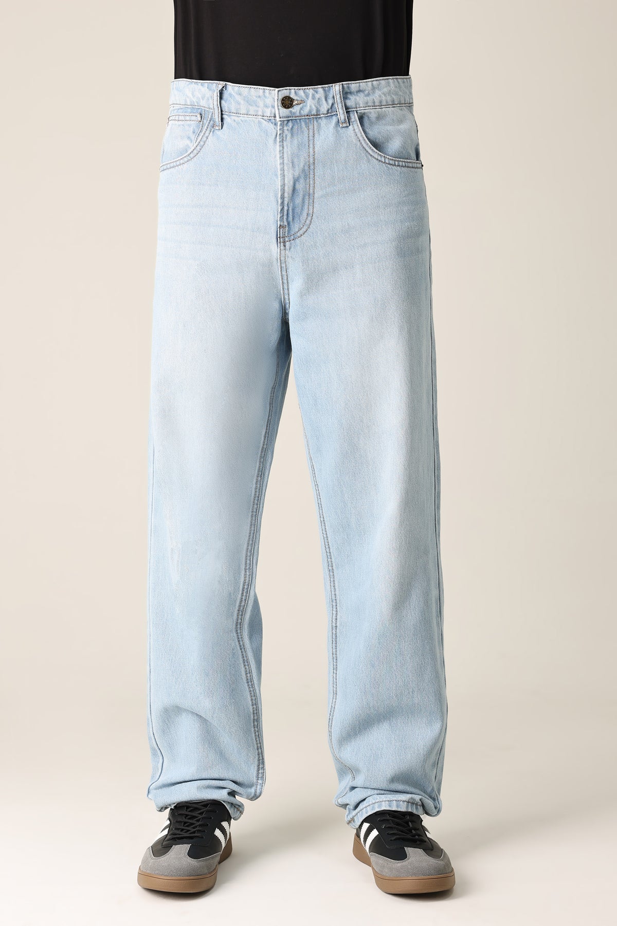 RELAXED FIT WASHED JEANS-SKY/BLUE