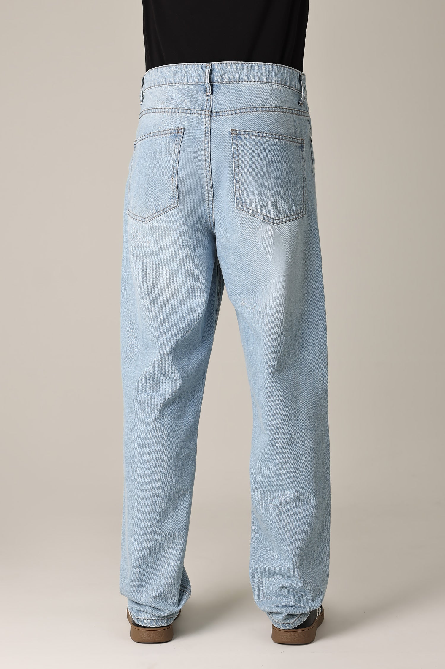 RELAXED FIT WASHED JEANS-SKY/BLUE