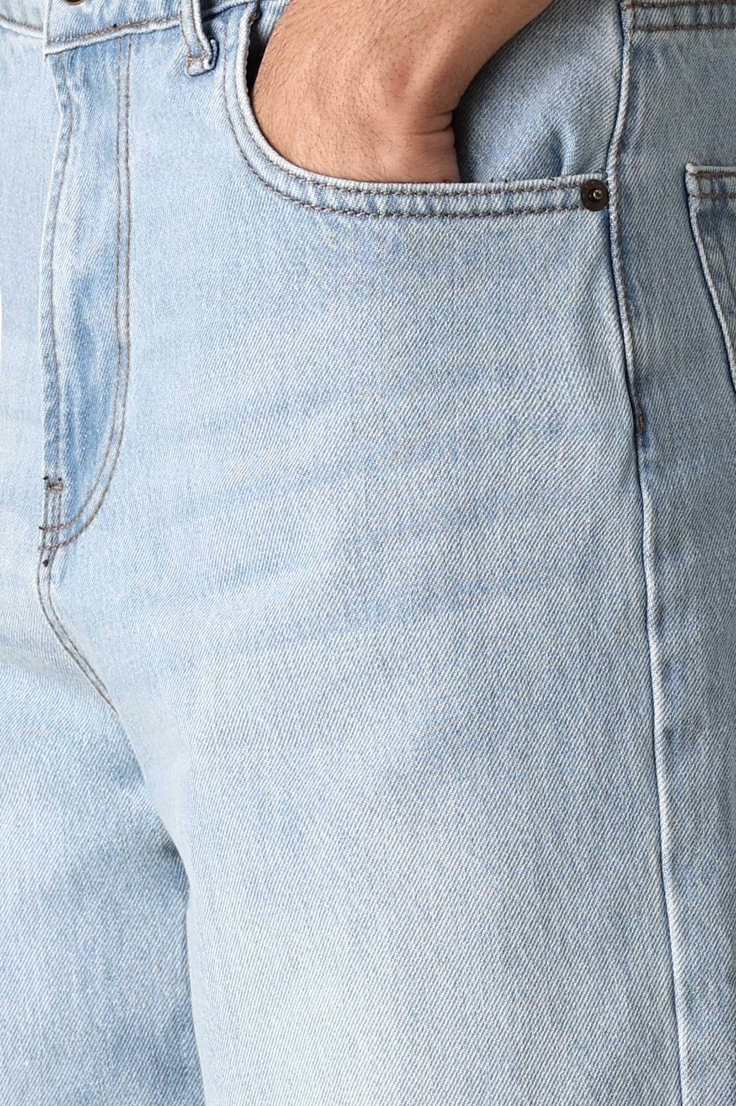 RELAXED FIT WASHED JEANS-SKY/BLUE