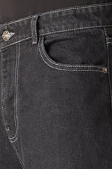 WIDE LEG BAGGY JEANS-BLACK