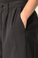 DOUBLE PLEAT WIDE TROUSER-BLACK