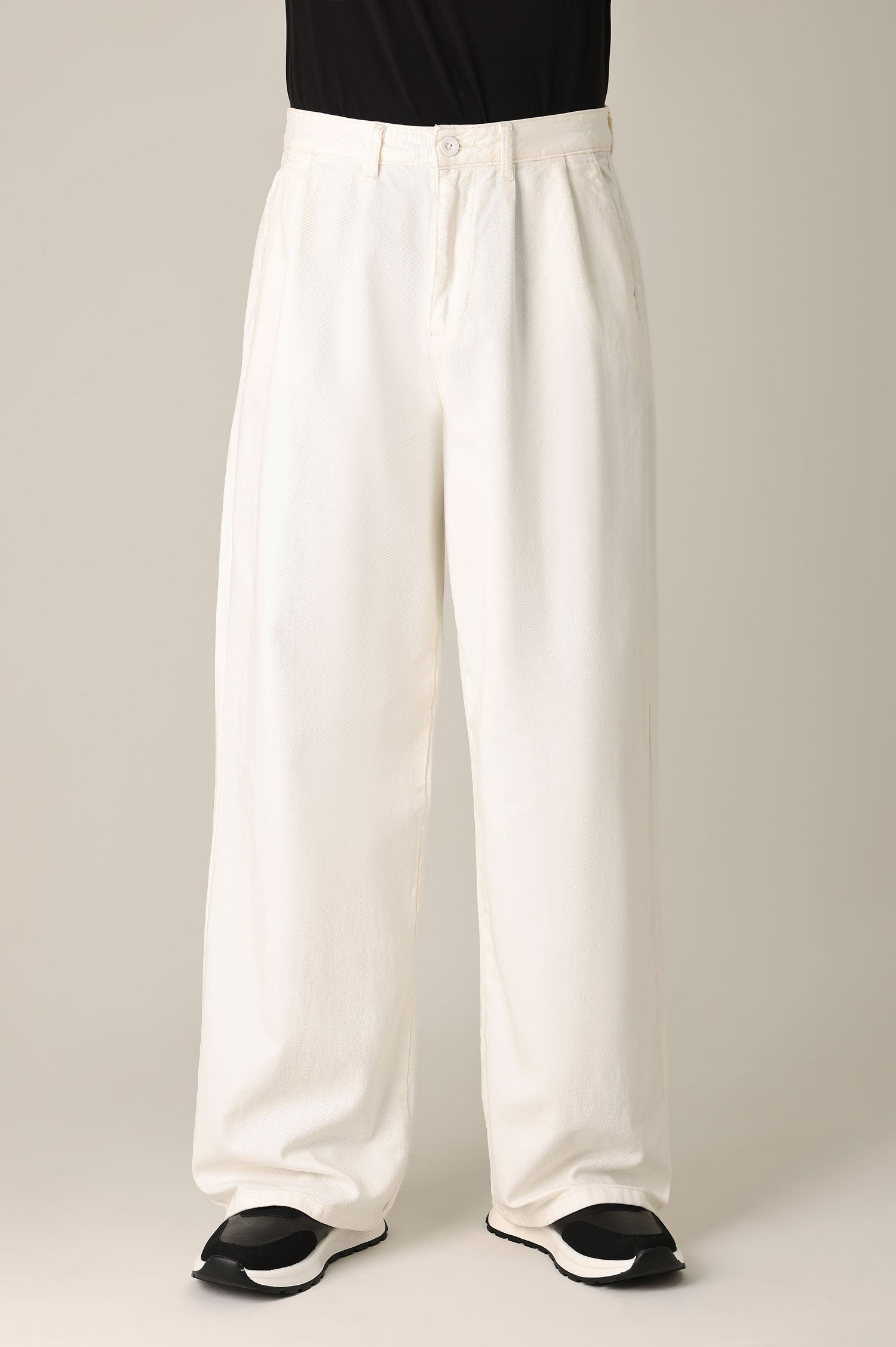 DOUBLE PLEAT WIDE TROUSER-OFFWHITE