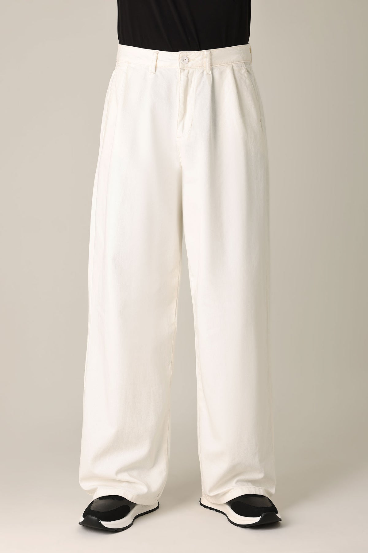 DOUBLE PLEAT WIDE TROUSER-OFFWHITE