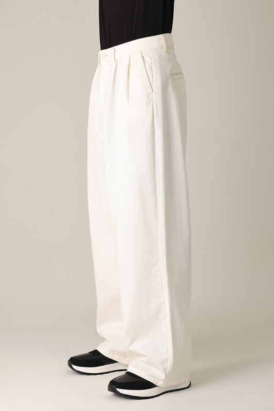DOUBLE PLEAT WIDE TROUSER-OFFWHITE