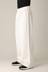 DOUBLE PLEAT WIDE TROUSER-OFFWHITE