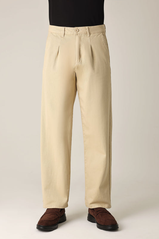 SINGLE PLEAT RELAXED TROUSER-KHAKI