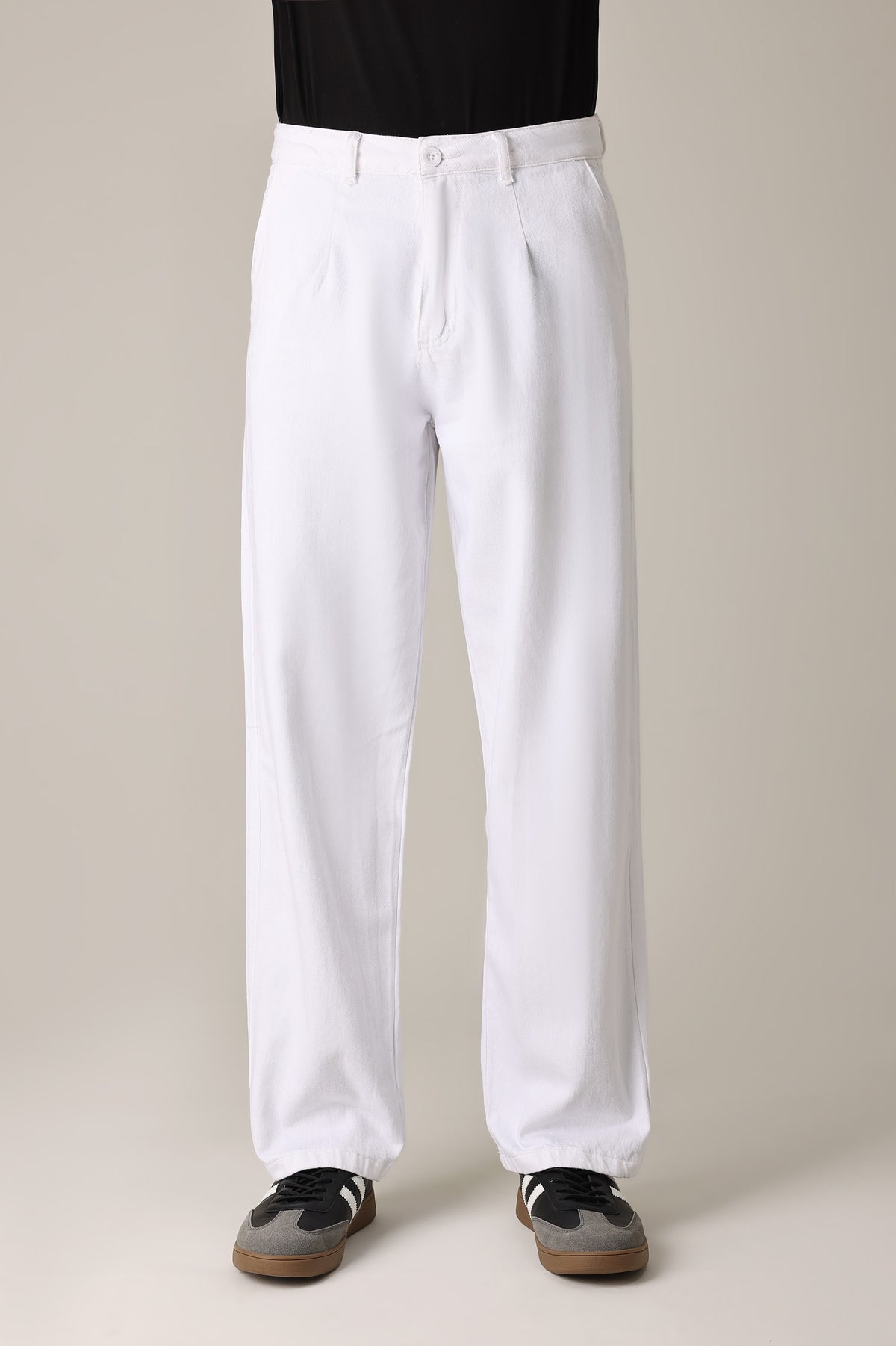 SINGLE PLEAT RELAXED TROUSER-WHITE