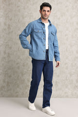 CLASSIC DENIM SHIRT-MID-BLUE