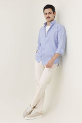 MONOBLOC COTTON WEAVE SHIRT-SK-BLUE