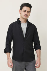 MONOBLOC COTTON WEAVE SHIRT-BLACK