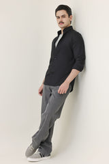 MONOBLOC COTTON WEAVE SHIRT-BLACK