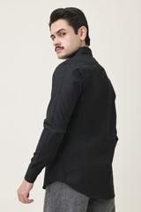 MONOBLOC COTTON WEAVE SHIRT-BLACK