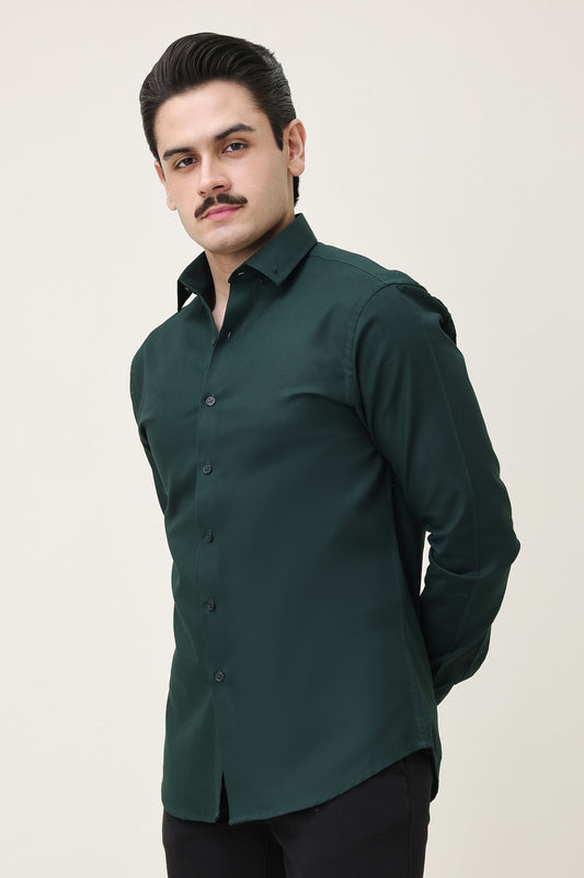 MONOBLOC COTTON WEAVE SHIRT-GREEN