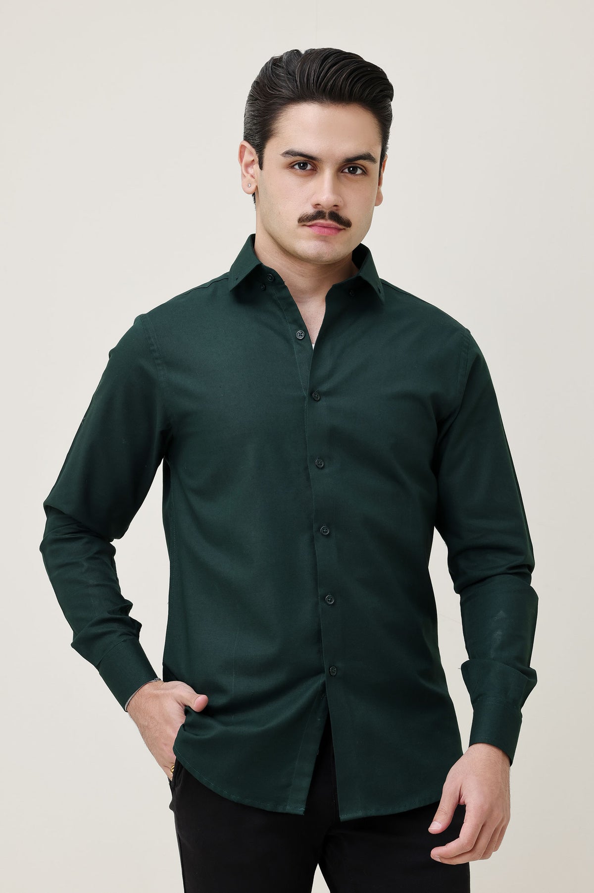 MONOBLOC COTTON WEAVE SHIRT-GREEN