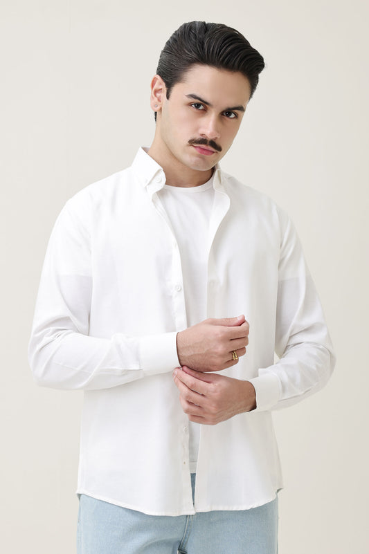 MONOBLOC COTTON WEAVE SHIRT-WHITE