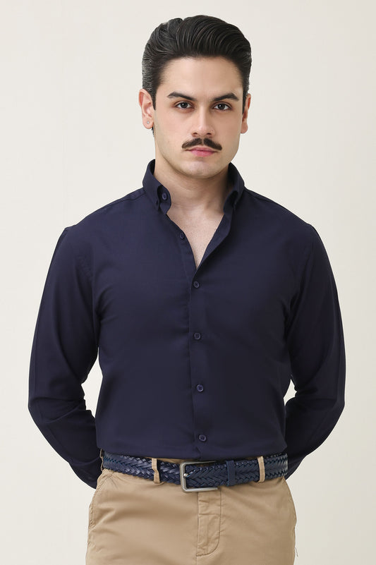 MONOBLOC COTTON WEAVE SHIRT-NAVY