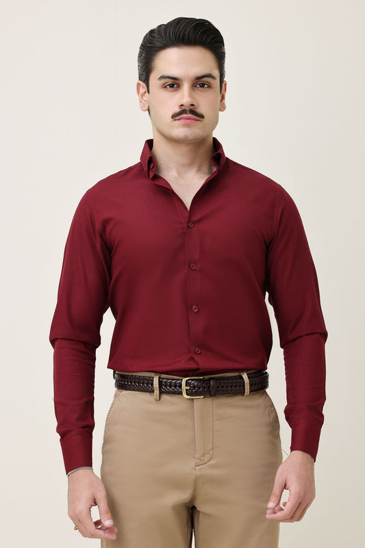 MONOBLOC COTTON WEAVE SHIRT-BURGUNDY