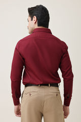 MONOBLOC COTTON WEAVE SHIRT-BURGUNDY