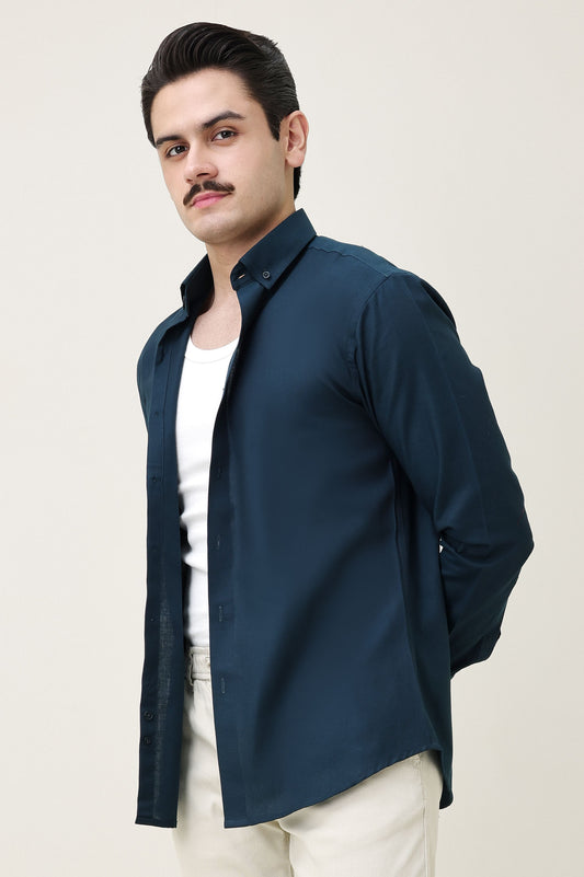 MONOBLOC COTTON WEAVE SHIRT-TEAL