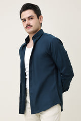 MONOBLOC COTTON WEAVE SHIRT-TEAL