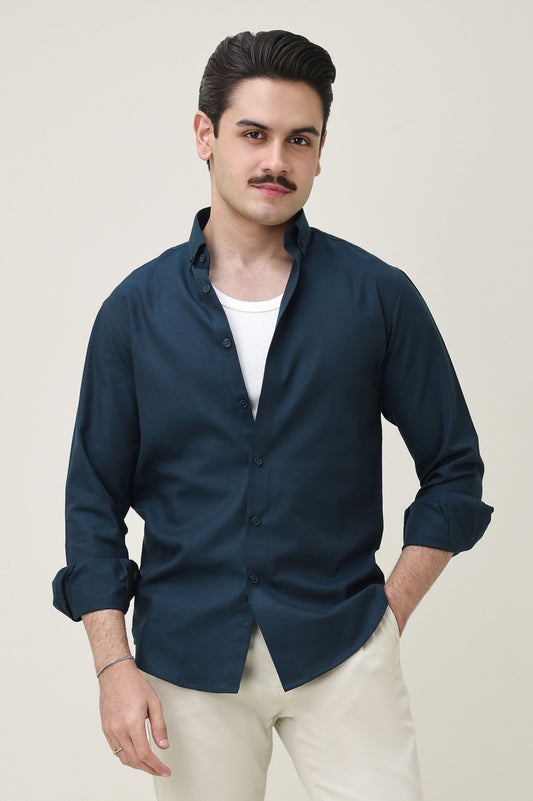 MONOBLOC COTTON WEAVE SHIRT-TEAL