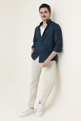 MONOBLOC COTTON WEAVE SHIRT-TEAL