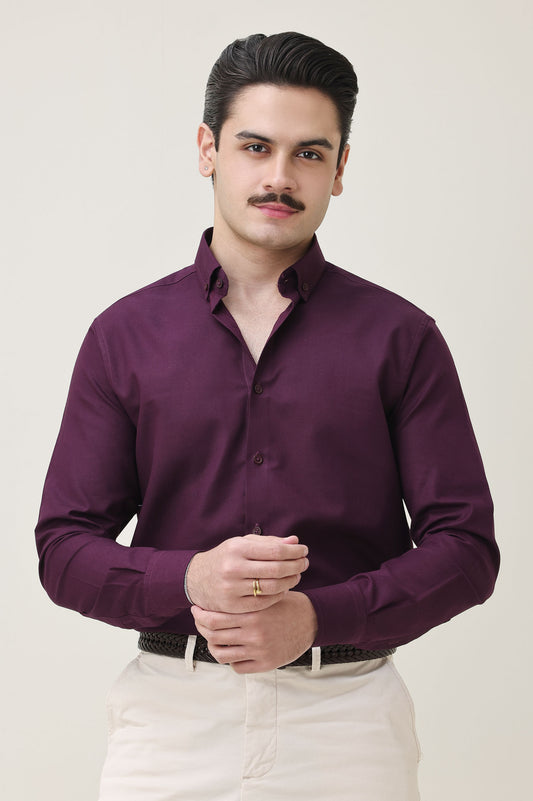MONOBLOC COTTON WEAVE SHIRT-PURPLE