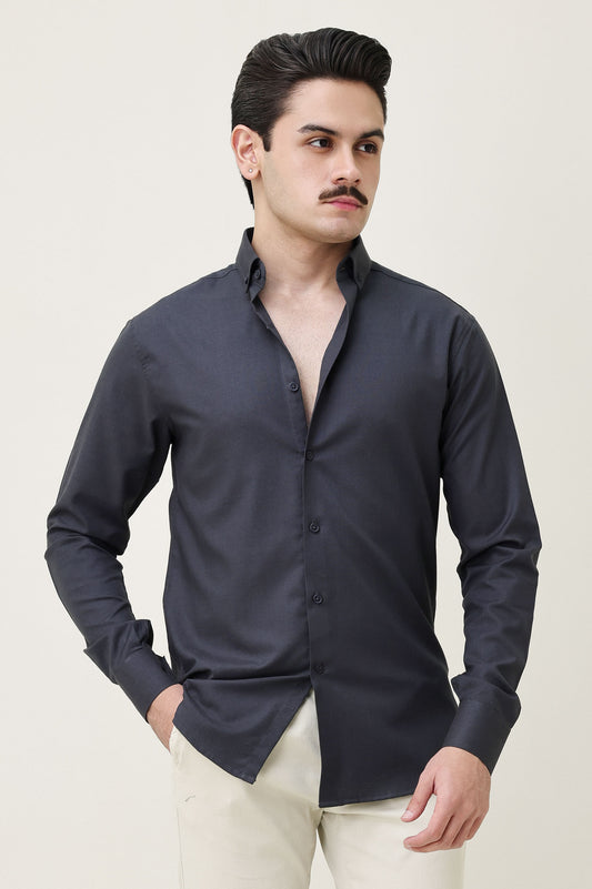 MONOBLOC COTTON WEAVE SHIRT-DK-GREY