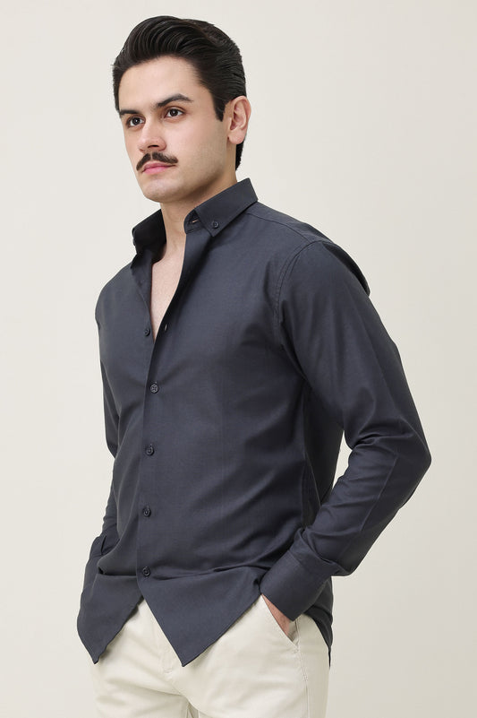 MONOBLOC COTTON WEAVE SHIRT-DK-GREY