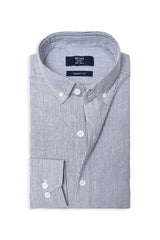 SIGNATURE OXFORD SMART SHIRT-WHT/BLUE-STRIPE