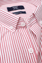 SIGNATURE OXFORD SMART SHIRT-WHT/RED-STRIPE