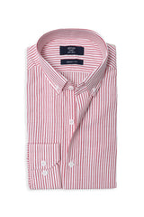 SIGNATURE OXFORD SMART SHIRT-WHT/RED-STRIPE