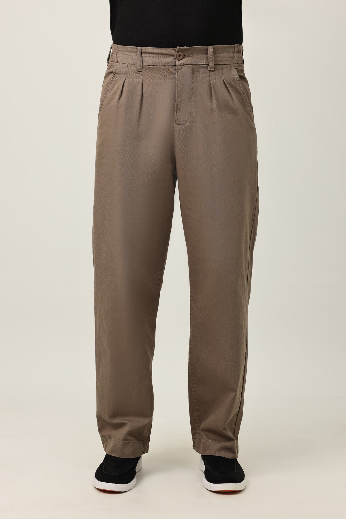 ELEGANT TAPER STRUCTURE PANT-LT/BROWN