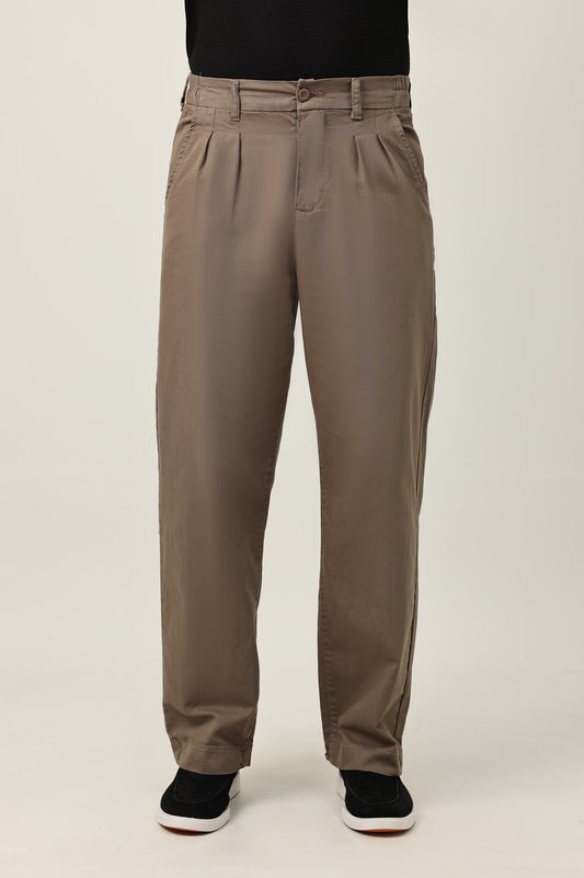 ELEGANT TAPER STRUCTURE PANT-LT/BROWN
