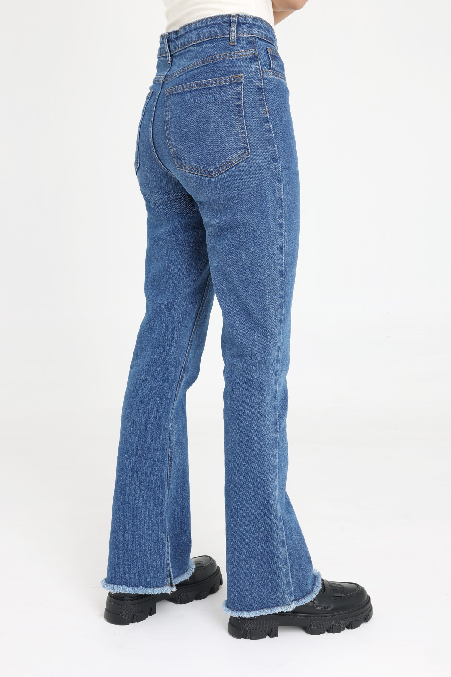 Bell bottom jeans sales with the fur