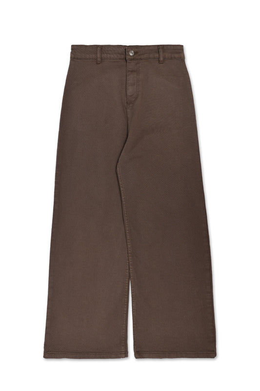 RAW-HEM HIGH-RISE WIDE JEANS-BROWN