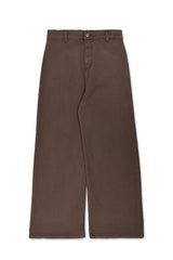 RAW-HEM HIGH-RISE WIDE JEANS-BROWN