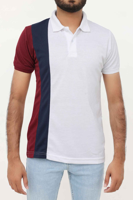 POLO T-SHIRT-MAR/NAV/WHT