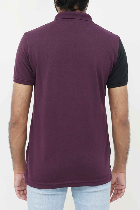 POLO T-SHIRT-BLK/WHT/PURP