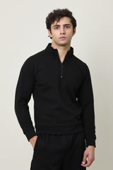 PREMIUM TEXTURED HALF-ZIP SWEATSHIRT-CHARCOAL