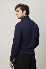 PREMIUM TEXTURED HALF-ZIP SWEATSHIRT-NAVY