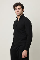 PREMIUM TEXTURED HALF-ZIP SWEATSHIRT-CHARCOAL