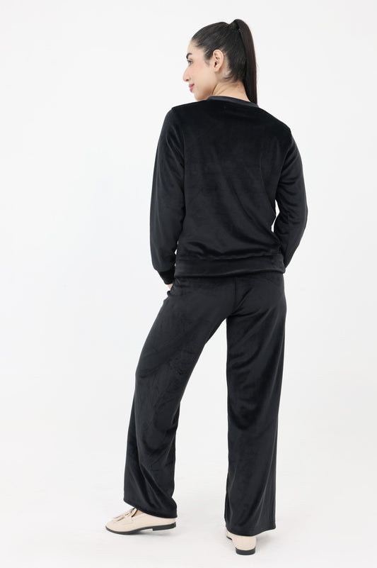 VELVET MATCHING CO-ORD SET-BLACK