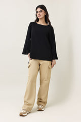 CLOUD CUT SHOULDER TOP-BLACK