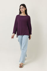 CLOUD CUT SHOULDER TOP-PURPLE