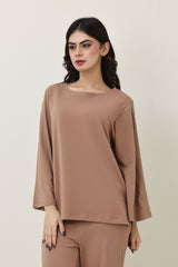 CLOUD CUT SHOULDER TOP-MOCCA