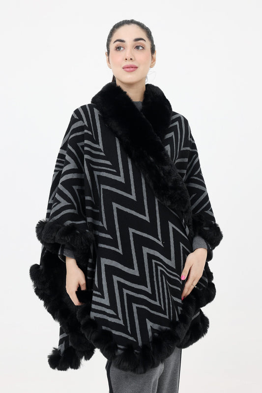 ALMAS FUR CAPE-BLACK